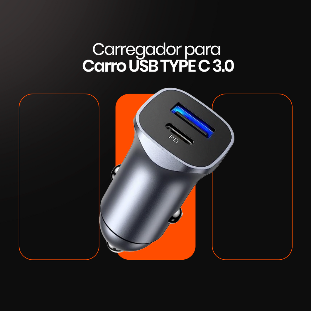 Carregador de Celular para Carro, USB C