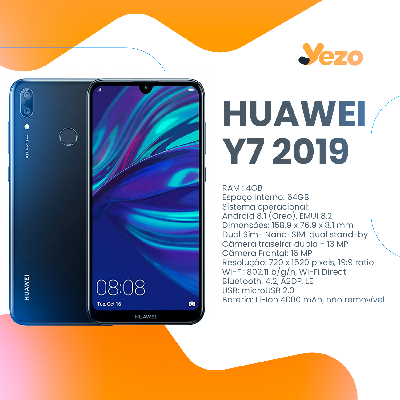 Huawei Y7 Pro 2019 - 4GB + 64GB DUAL SIM