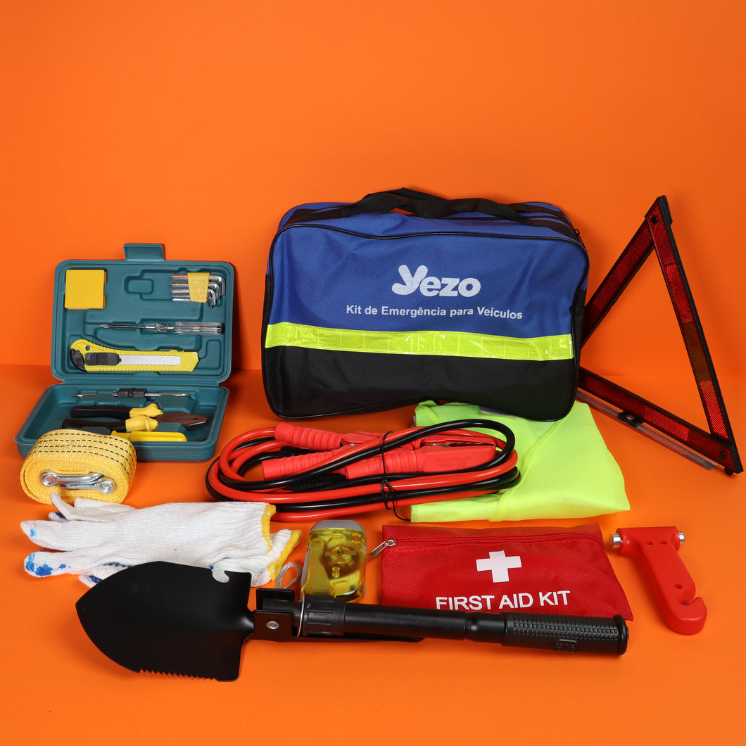 Kit de Emergência para Veiculos - Esteja Sempre Preparado para Cuidar de Si e da Sua Família em Caso de Acidente ou Pequenas Avarias